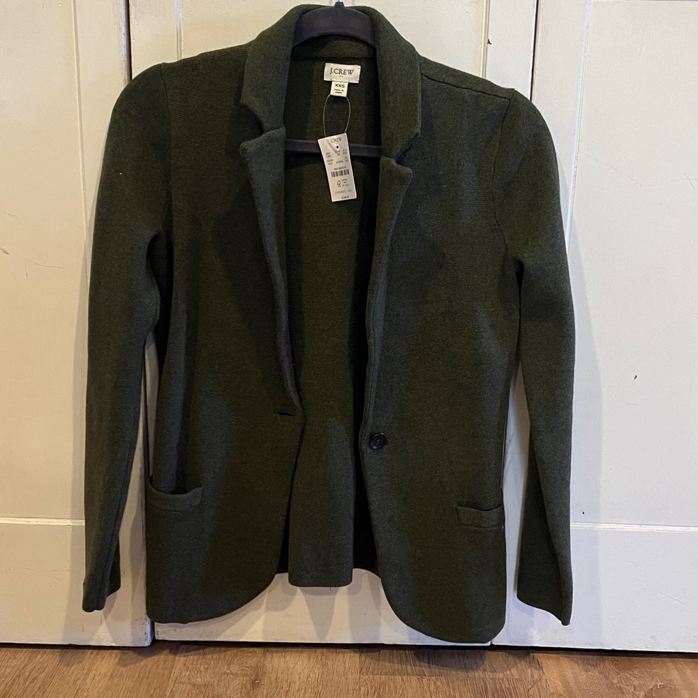 J. Crew Dark Olive Knit Blazer